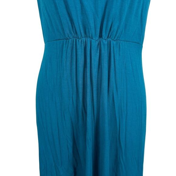 Coldwater Creek Teal Blue Jersey Knit Sleeveless Maxi Dress V-Neck Stretch sz M - Picture 6 of 16